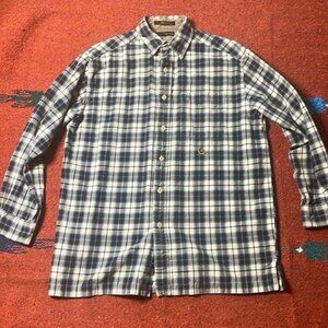 Tommy Hilfiger Blue Green Plaid Mens‎ Size M Longsleeve Button Up 90's Vintage
